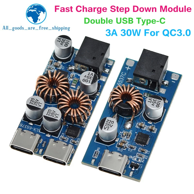 1/3PCS QC 3,0 QC 2,0 Doppel USB Typ-C Handy Schnell Lade Adapter DC7,1 V-32V 3A 30W Step Down Modul Für Huawei SCP/FCP PD