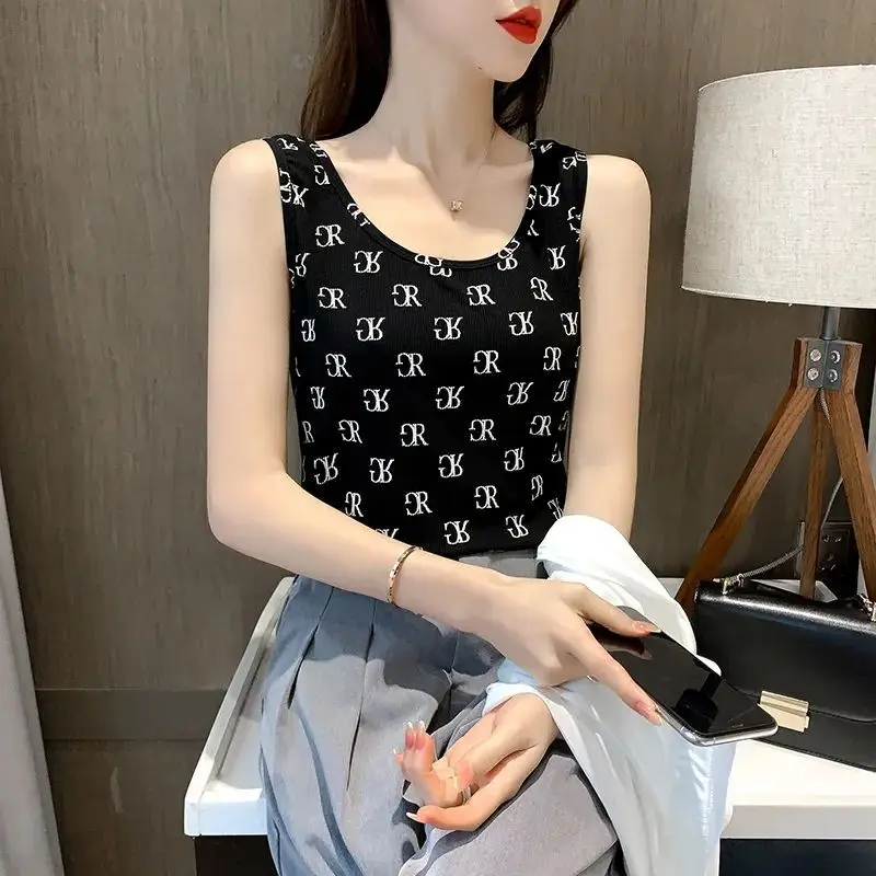 

Spring and Summer Camisole Women's Sexy Outer Wear All-match Base Vest Thin Letter Base Shirt Top Women