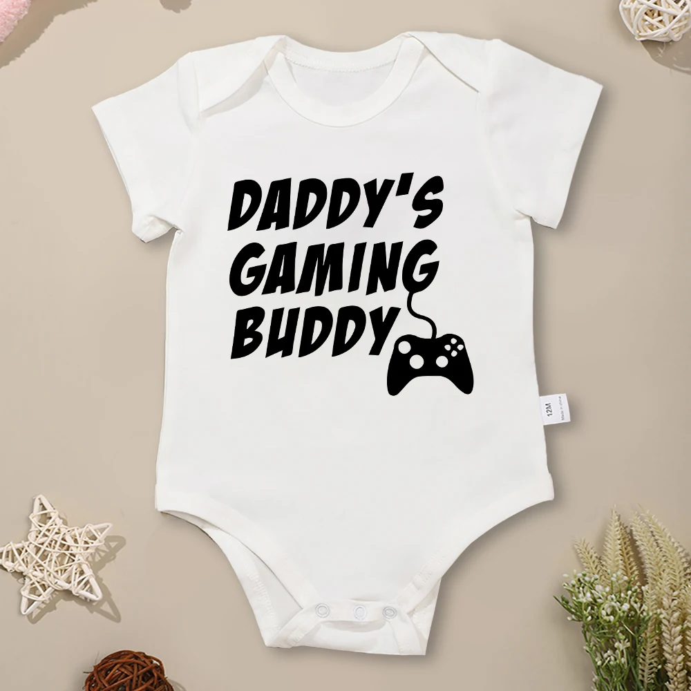 

Daddy's Gaming Buddy Newborn Baby Boy Clothes Bodysuit Cotton Summer Home Casual Toddler Jumpsuit Stylish Harajuku Infant Romper