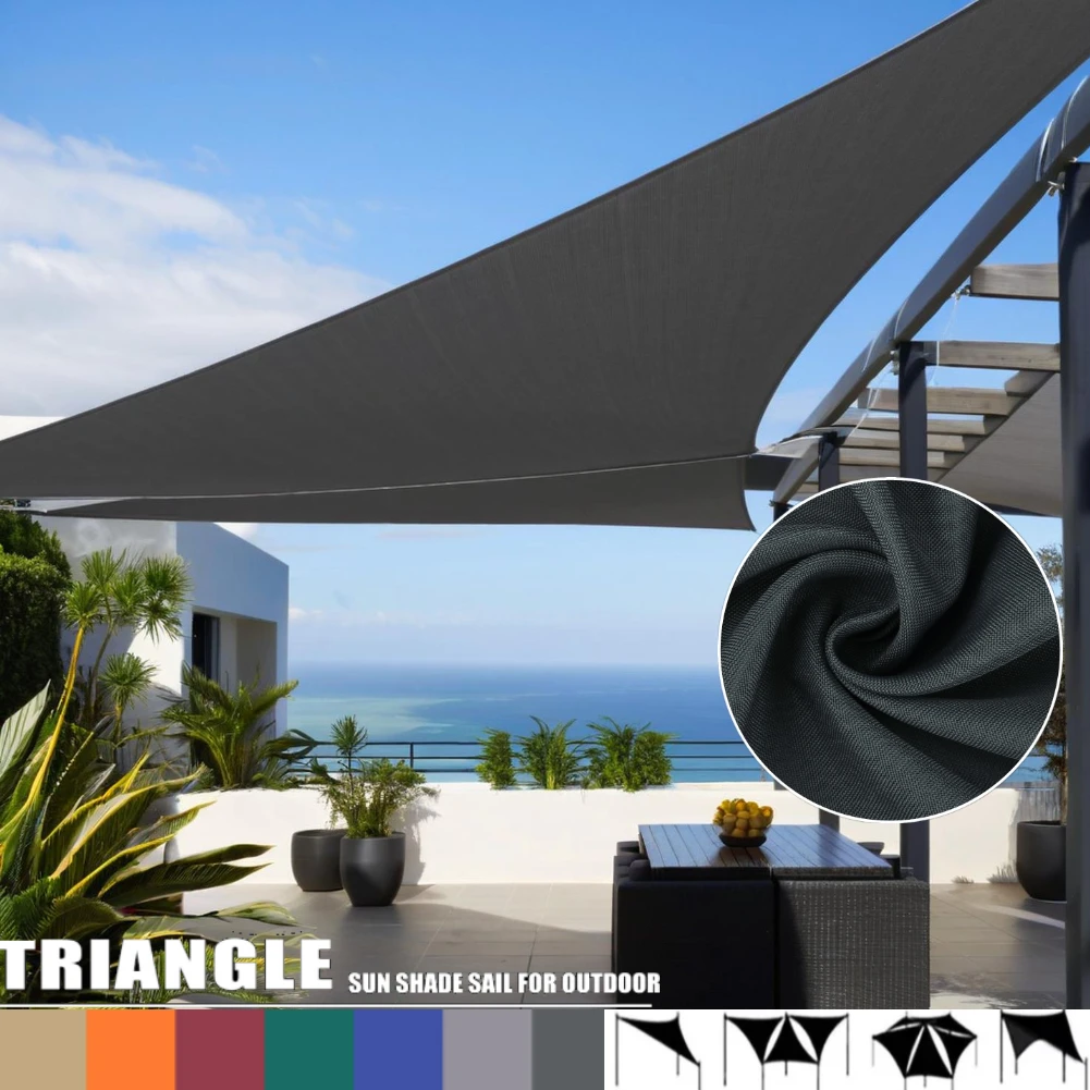 Triangle Sun Shade Sail Deep Grey Canopy Curved Edged Sail Shade Cover 95% UV Block Cloth for Outdoor Garden Patio Backyard