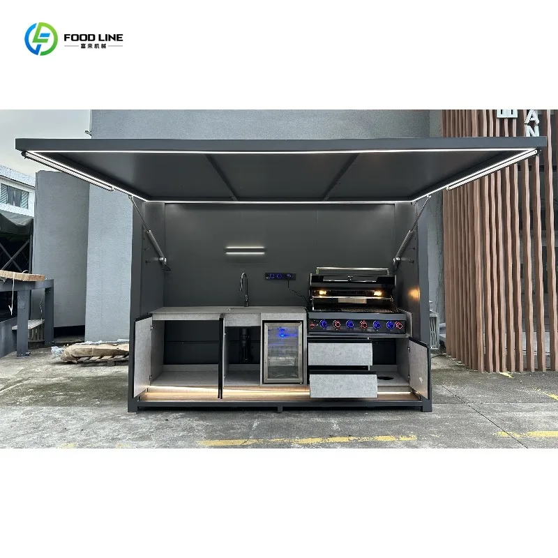 รูปสินค้า บ้านบาร์บีคิวกลางแจ้งสไตล์โมเดิร์น พร้อมอ่างล้างและตู้แช่