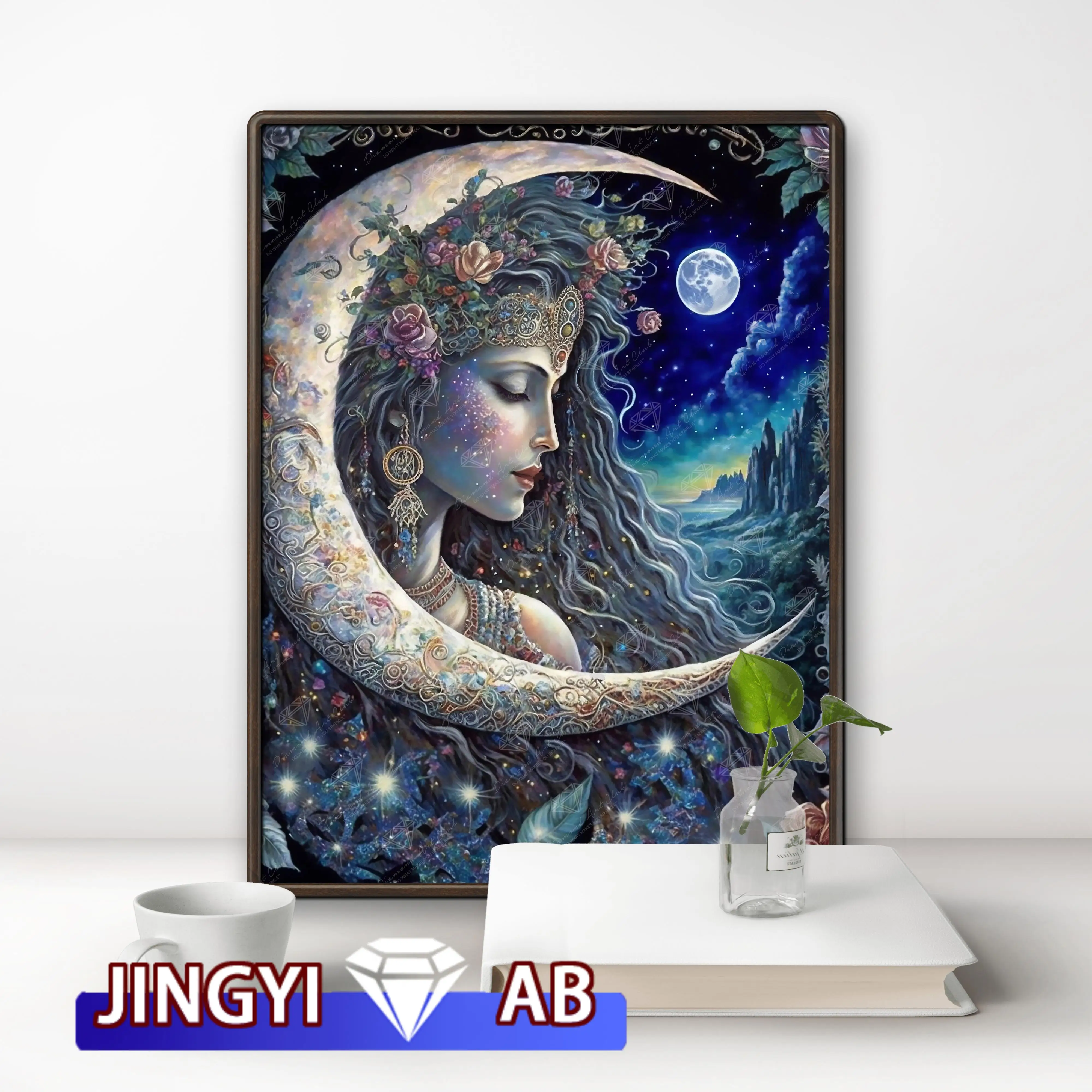 

Fantasy Moon Goddess 5D AB Diamond Painting Embroidery Woman Landscape Art Cross Stitch Mosaic Pictures Handmade Home Decor Gift