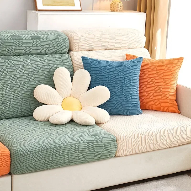 Elasticated Polar Fleece Sofa Seat Covers Chair Cover L-Shaped Couch Seat Slipcover Furniture Protector for Living Room 5