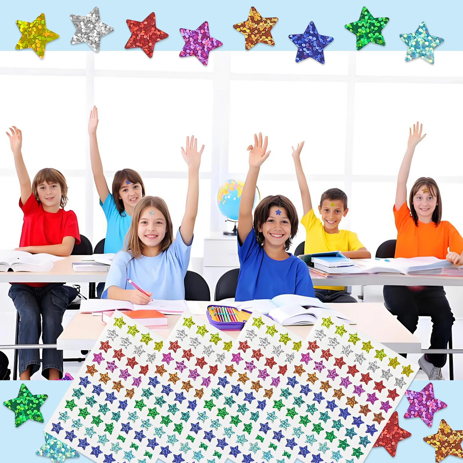 600 Adesivi A Forma Di Stella Olografici Dorati Da 3,8 Cm - Per Premi, Grafici Del Comportamento, Decorazioni Scolastiche