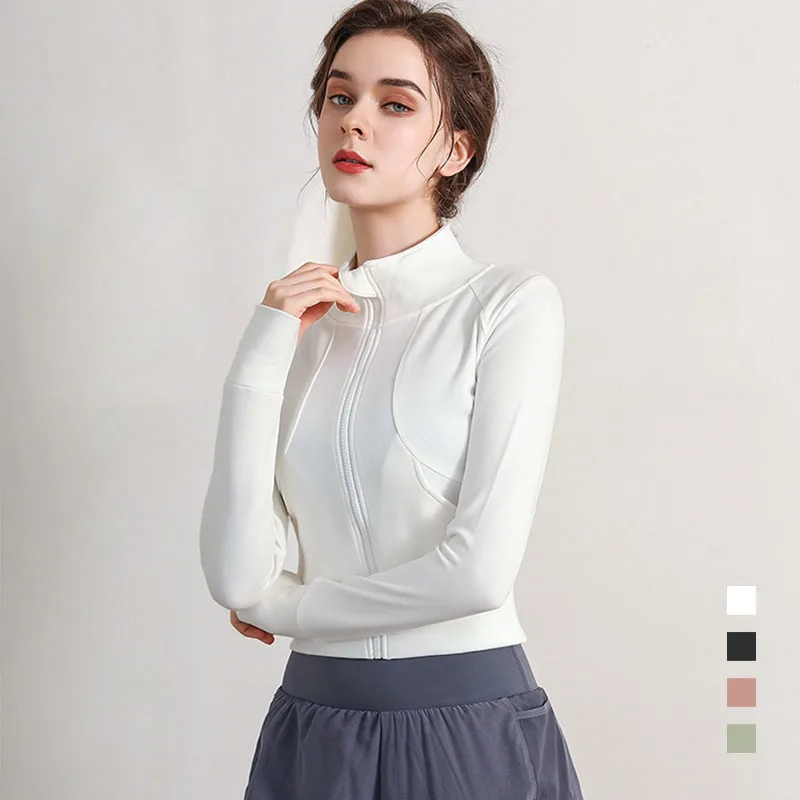 

Женская спортивная куртка с длинным рукавом, пальто для фитнеса, топы для йоги, облегающая спортивная одежда с дырками для большого пальца, куртка для спортзала, одежда для тренировок