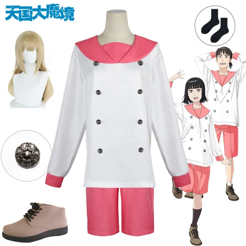 Аниме Tengoku Daimakyou Косплей Mimihime Токио костюм парик туфли топы брюки Униформа костюм Хэллоуин для сцены Женский Мужской