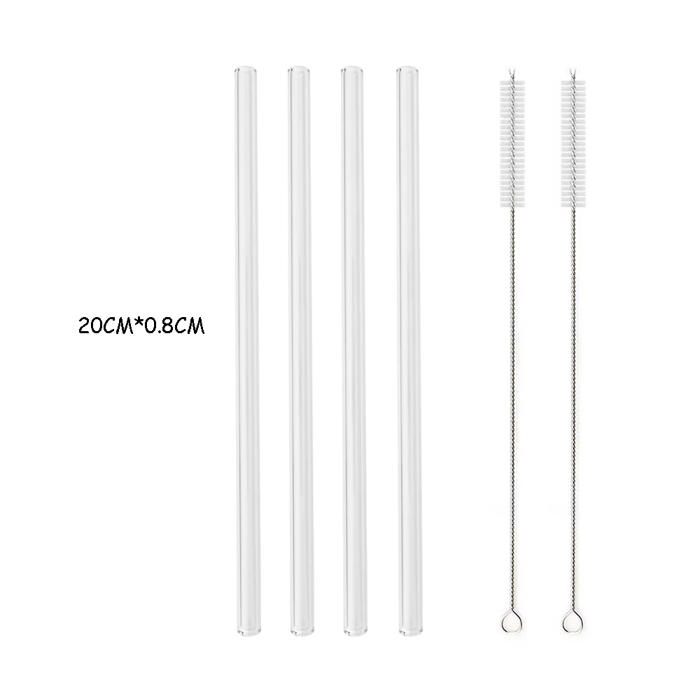 Eco-Friendly Reusable Glass Straw Set with Cleaning Brush