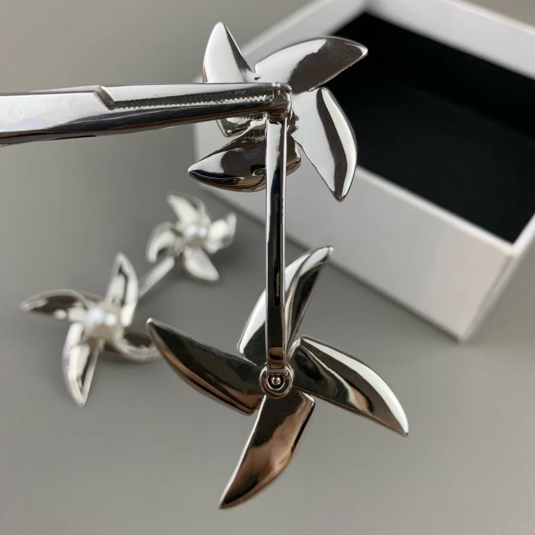 2022 Hot Trend Brand Rotating Windmill Pearl Earrings Beauty Ear Studs Everyday Wear Versatile Jewelry Atmosphere Banquet