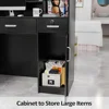 Modern Reception Desk with Counter and Storage Shelves Reception Room Desk (Black)  18.9"D x 43.7"W x 47.2"H 5