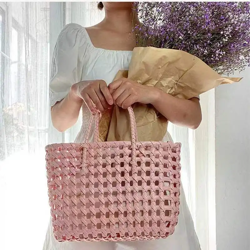 Hollow-out Hand-woven Women's PVC Bag, Multi-match Bohemian Style Handbag, Picnic Basket