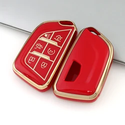 Premium TPU Car Key Fob Cover Case Protector - Sleek Design Shell (6 Buttons Red)