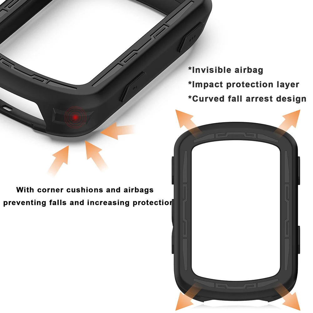 Solar Protective Case Cover + 3 PCS Glass Film Set for Bike GPS Silicone Shell Protector