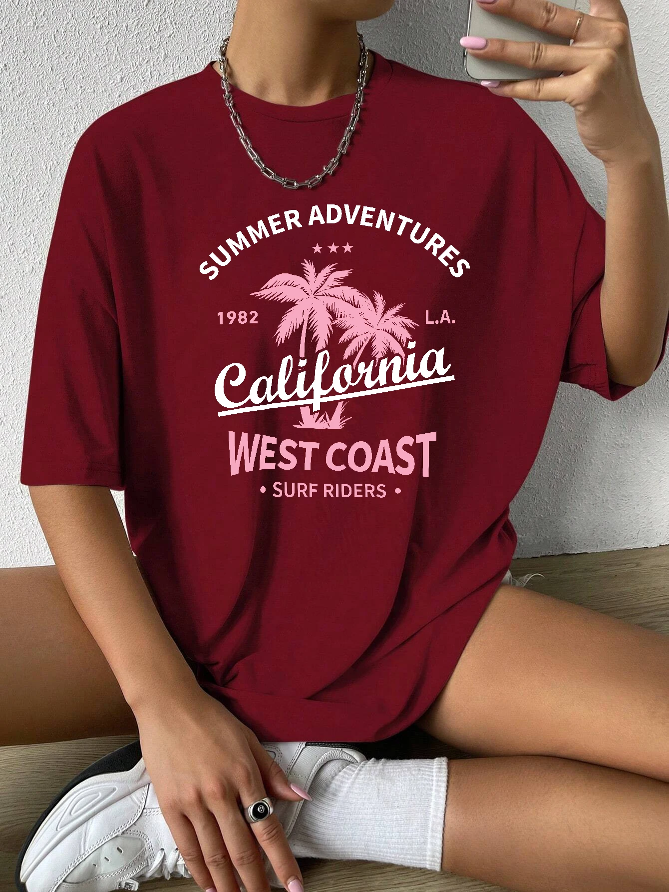 

Футболка женская хлопковая в стиле хип-хоп, приключения, Калифорния, западное побережье, одежда оверсайз, крутая спортивная майка, на лето