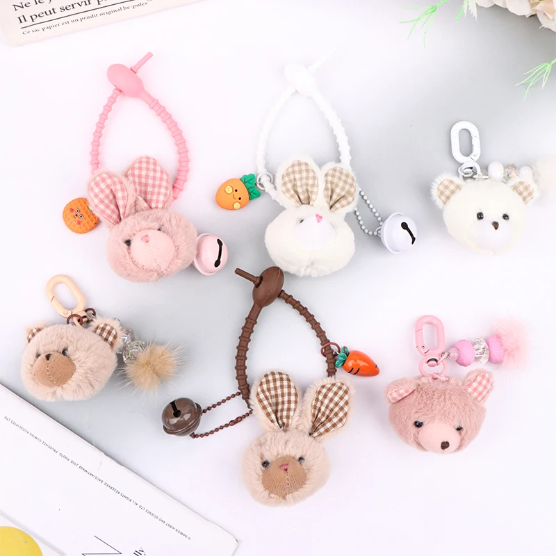 

Cute Plush Rabbit Key Chain Cartoon Bear Doll Pendant Key Ring Backpack Charms Car Decoration Bag Accessories