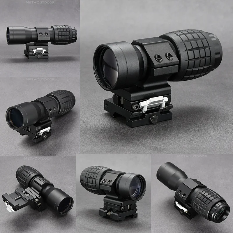 Red Dot Sight Tactical Magnifier Scope Tactical Red Dot Sight 3x 5x Magnifier Quick Release Side Flip 20mm Rail Mount