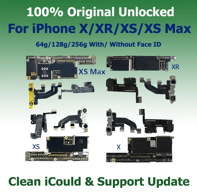 

100% Original Support Update Plate For IPhone X XS MAX XR Motherboard With Full Chip Main Logic Board Clean ICloud with Face ID