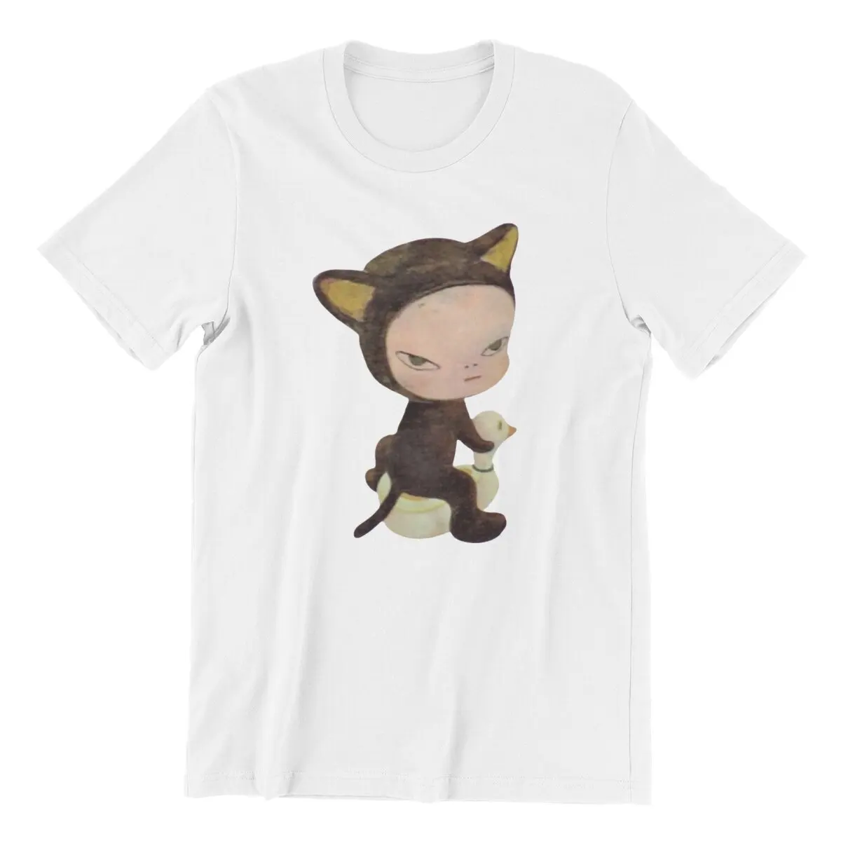 

Мужские безвредные футболки Yoshitomo Nara Kitty, хлопковая одежда, винтажные футболки с коротким рукавом и круглым вырезом, подарочные футболки