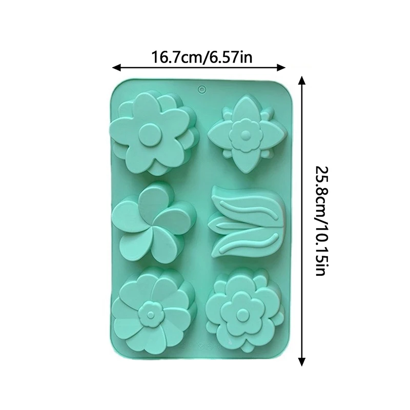 Silicone Mold Baking Mold Soap Molds 6 Cavity Flower shaped Tulip Silicone Mold Soap Candle Hand Making DIY Cake Chocolate Dessert Baking Mold