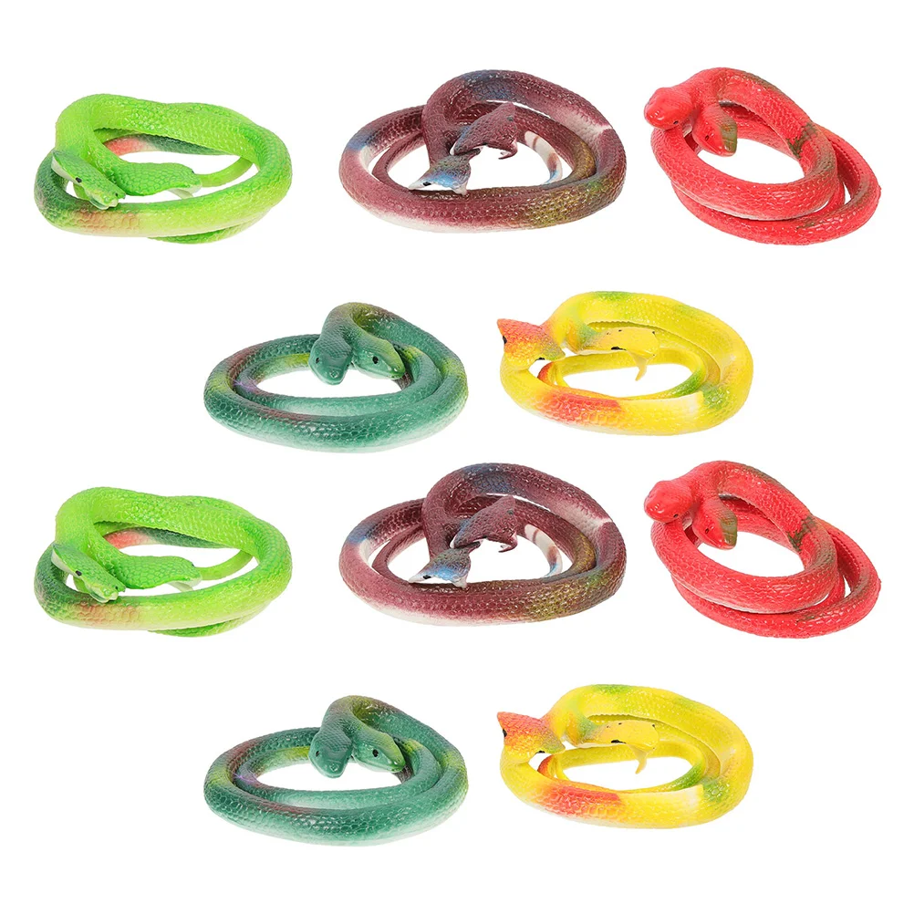 

10pcs Artificial Snake Model Small Fake Snake Toy Scary Double-head Prank Snake Reptile Animal Toy