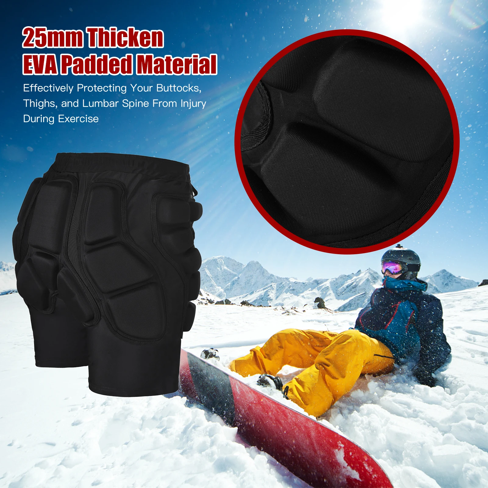 Snowboarding Protective Padded Shorts Lightweight Skiing Hip Protector Padded Short for Outdoor Skiing Skating