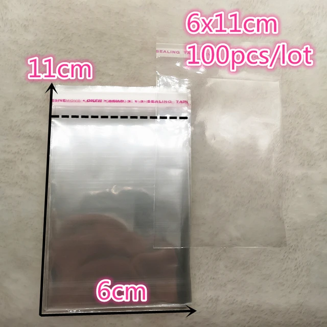 100pcs Resealable Poly Bag Transparent Plastic Bags Self Adhesive