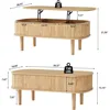 Fluted Lift Top Coffee Table with Hidden Compartment, Fully Assembled Wooden Center Table, Modern Oval Lift Tabletop 2