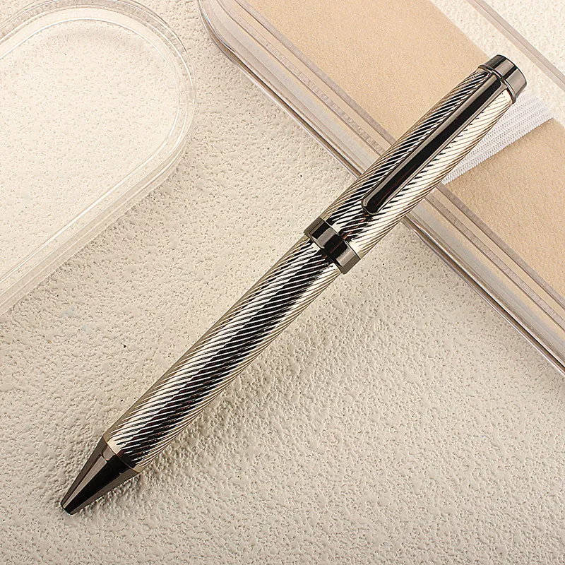 Luxury New 702 Metal Ballpoint Pen, Retractable Signature Pen Metal Housing Black Ink Medium Point 0.7mm