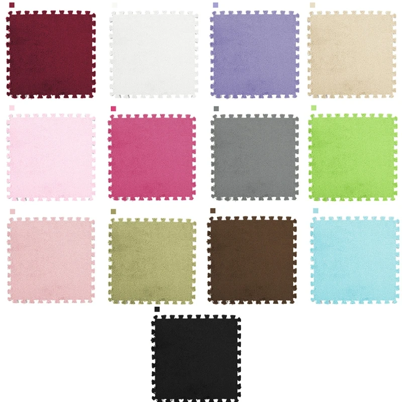 

30x30cm Plush Shaggy Carpet Baby Children Puzzles Playmat Floor Area Rug Warm Playing Mat Square Foam Tiles