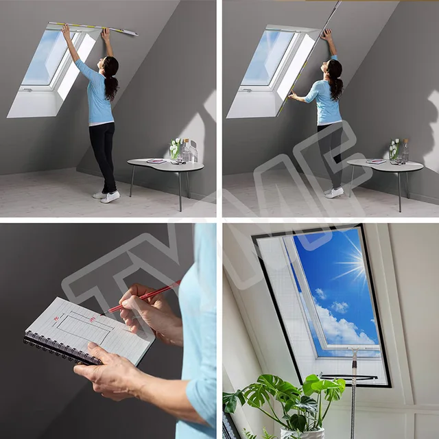 TYMF Attic Black Skylight Mosquito Net Window Screen with Zipper Customizable Summer Washable Size Mesh Invisible Transparent 5