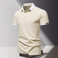 2024 été nouveaux hommes pur coton à manches courtes T-shirt pour hommes haut de gamme décontracté revers demi manches Polo hommes haut 5