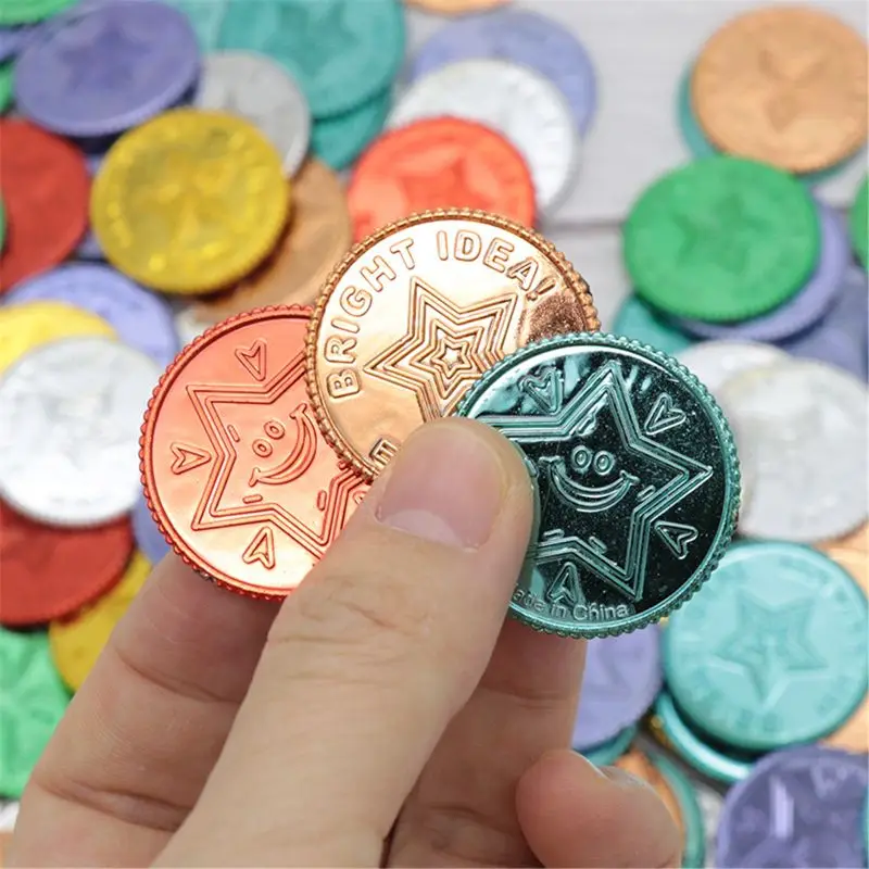 

100 PCS Children Plastic Coins Appliance Educational Set Table Games