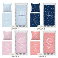 LVYZIHO 4 Color Star Pattern Personalized Name And Monogram Bedding Set, Personalized Crib Bedding Set, Baby Shower Gift