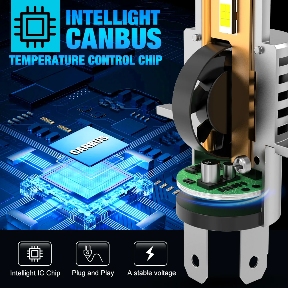 30000LM H4 LED 전구 9003 HB2 H7 LED 헤드라이트 상향등 및 하향등 팬 무선 60W 자동차 헤드램프 12V