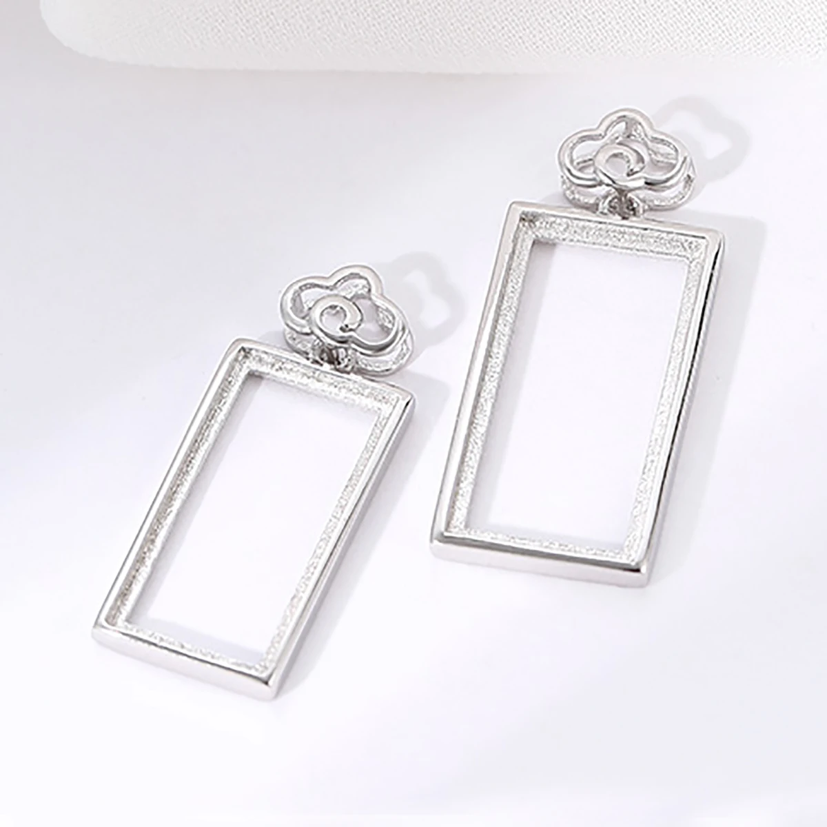 8X16 9X18 10X20MM 925 Sterling Silver Pendant Tray fit Rectangle Cabochon Base Pendant Setting Charm Jewelry Making for Women