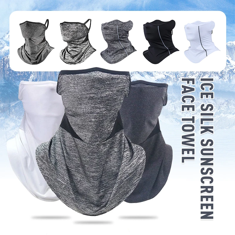 Zomer Uv Bescherming Ice Zijde Gezicht Shield Hoofddeksels Neck Tube Outdoor Sport Ademend Vizier Wandelen Riding Cool Gezichtsmasker Sjaal