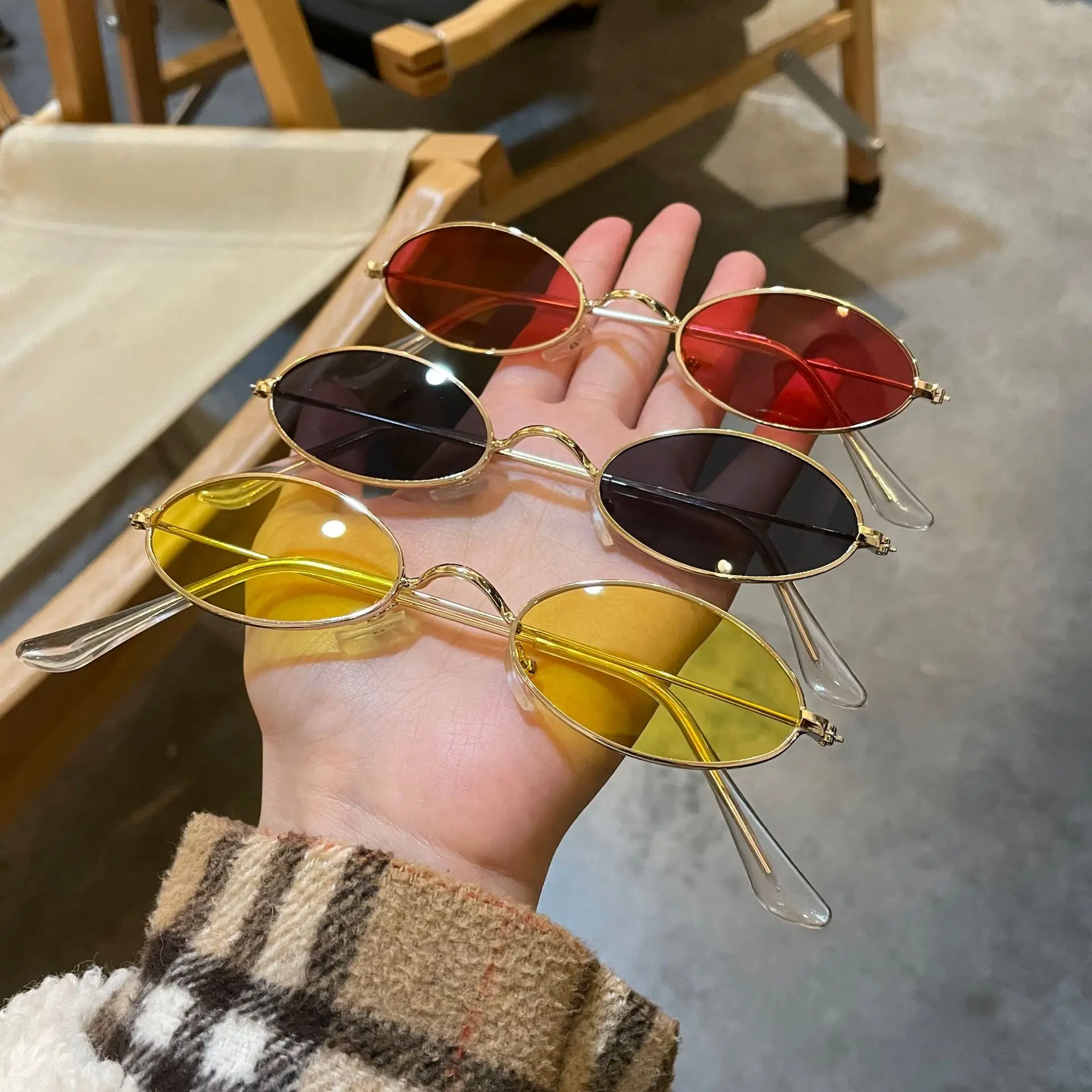 Lentes De Sol Gafas De Sol Ovaladas A La Moda Para Hombre Y Mujer