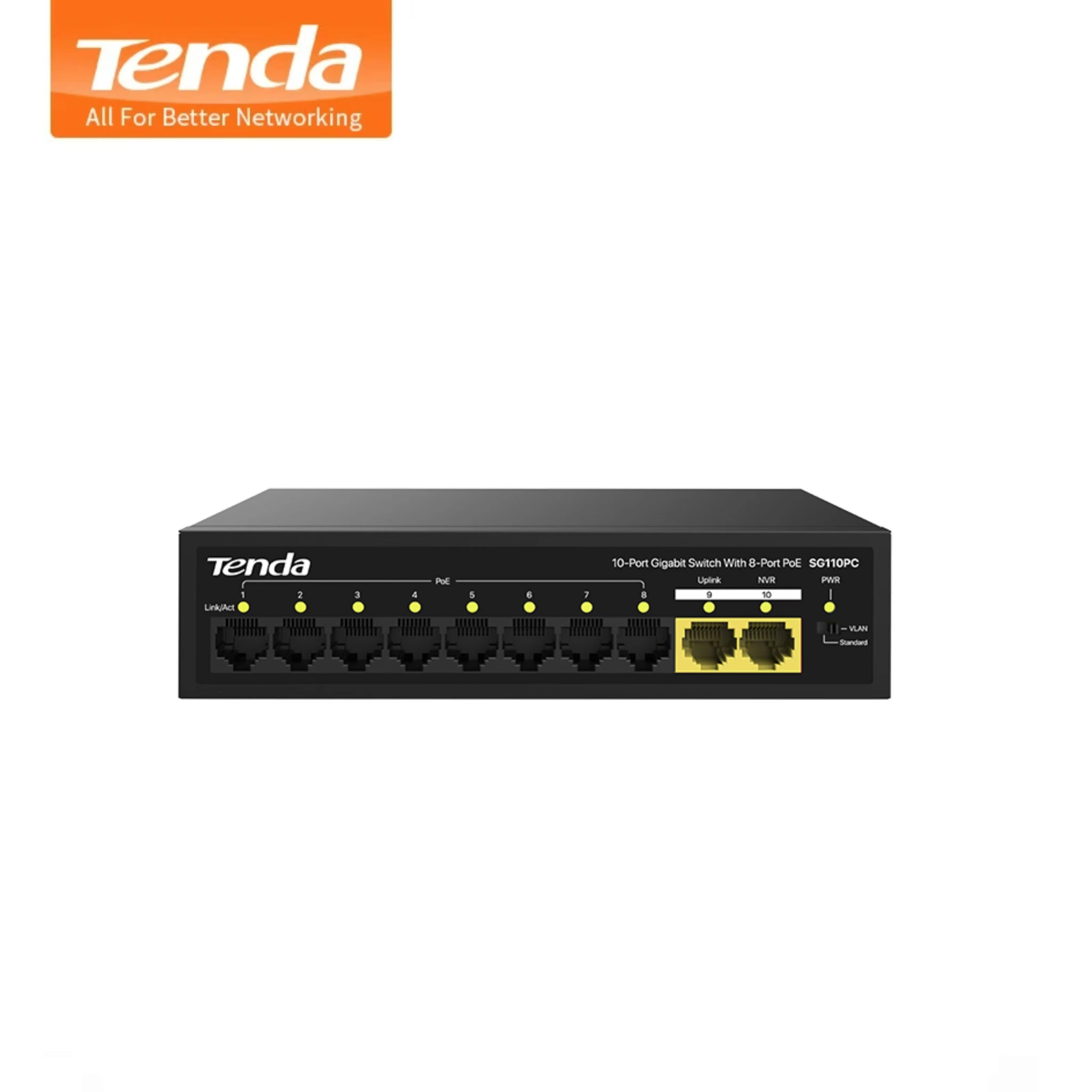 Tenda S110GPC 10-port Gigabit uplink Lite PoE switch