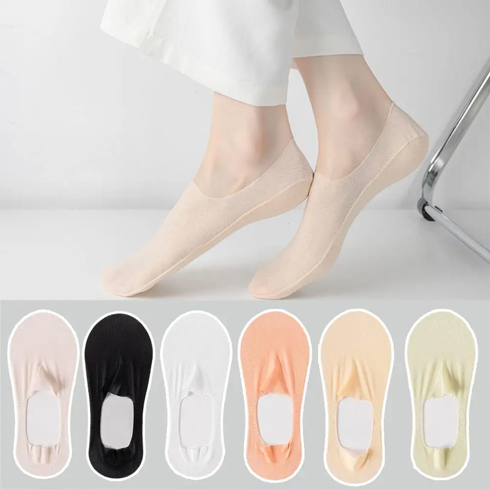 

Invisible Silicone Anti-slip No Show Socks Low Cut Summer Ultra-thin Breathable Sock Slippers Solid Color Ice Silk Boat Socks