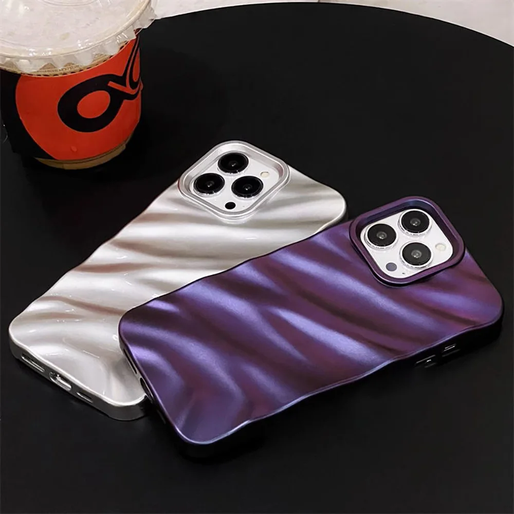 Wavy Pattern Candy Color Soft Shockproof Phone Case Cover