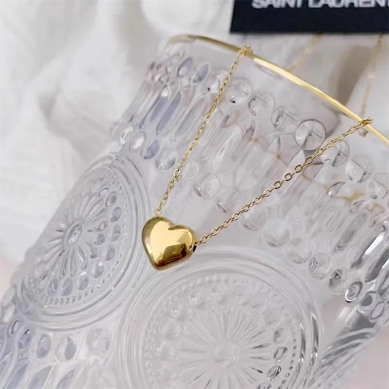 SMILE Real 18K Gold Heart shaped Pendant Necklace Pure AU750