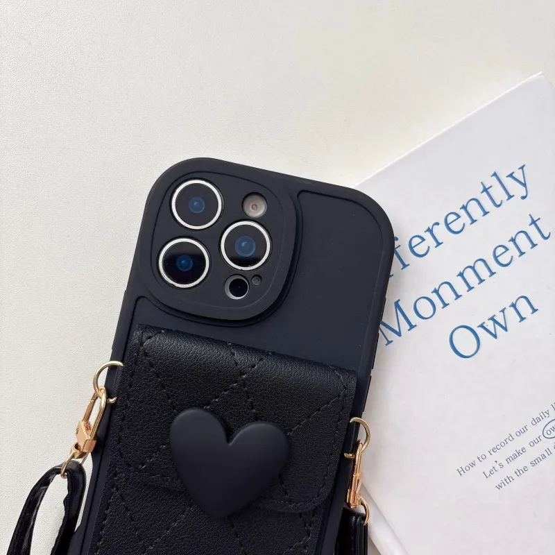 Love Case für iPhone 17 Pro Max Air 16 11 12 13 14 15 Plus Stand Strap Wallet Card Slot Crossbody Lanyard Rope Bag Soft Cover – Detail 9