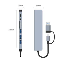 8in1 USB C Type C HUB Docking Station with 3.5mm Audio Jack Adapter for Micro SD Card Reader Laptop Tablet Phone Disk Converter - Image 4
