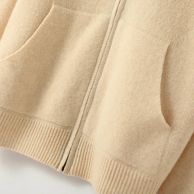 Thickened Women's Cardigan With Long Sleeves  Pockets Hood Fashionable Autumn Winter No Stitching  100% Wool Sweater Girl Tops 6