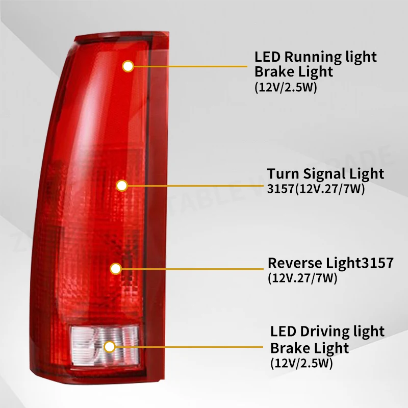 Luz Trasera Chevy C/K Luces Traseras Halógenas Para Chevy Silverado, GMC Sierra, Suburban, Tahoe, Yukon (1988-1999) Luces Traseras Chevy C10