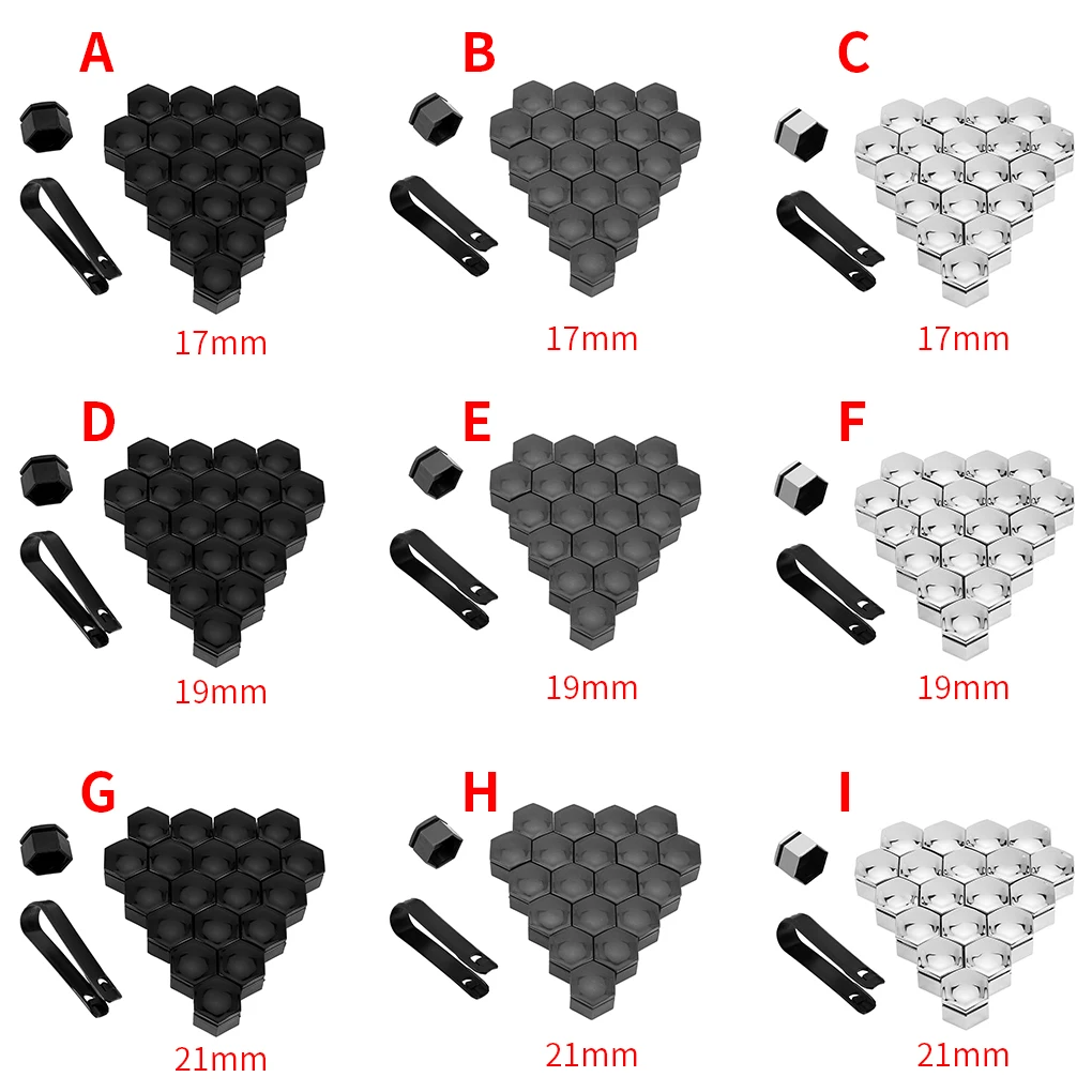 

20Pcs Car Wheel Nut Caps Wear-resistant Auto Hub Screw Cover High Fixation Special Socket Protection 17mm Gary