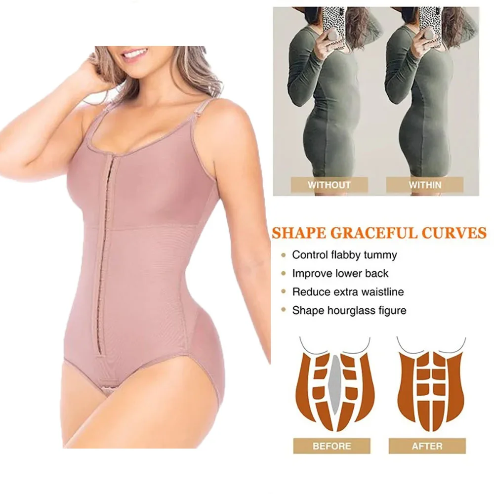 Women Waist Trainer Bodysuit Slimming Shapewear Seamless V Neck Jumpsuits Tummy Control Tops Compression Garment