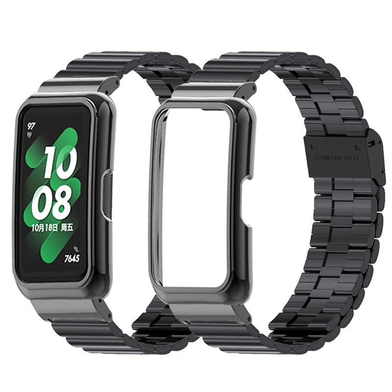 

Металлический ремешок, защитный чехол для Huawei Band 7 6 Pro, ремешок для часов, браслет из нержавеющей стали для Honor Band 6 7, защитный чехол, рамка