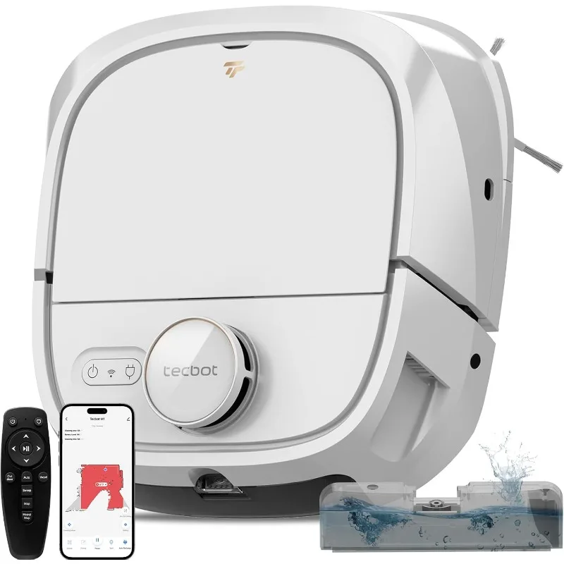 TECBOT M1 Pro Robot Vacuum and Mop-LiDAR Robotic Vacuum Cleaner for Home with Pet Hair,Carpet,Hardwood Floors,Auto Smart Mopping