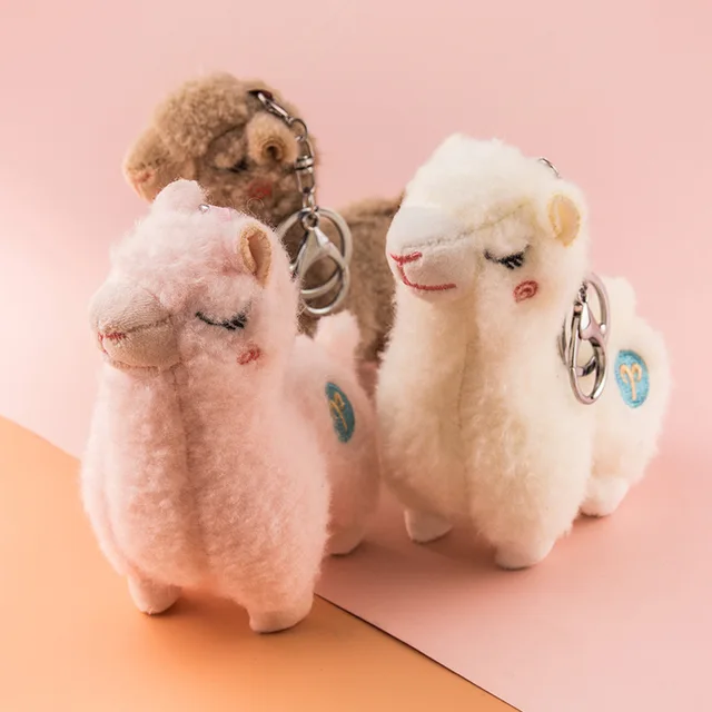 1pc Soft Cotton Standing Alpaca Toys Stuffed Plush Doll Key Chain Rainbow Horse Camel Animals Keychains Women Bags Charms Gifts 1