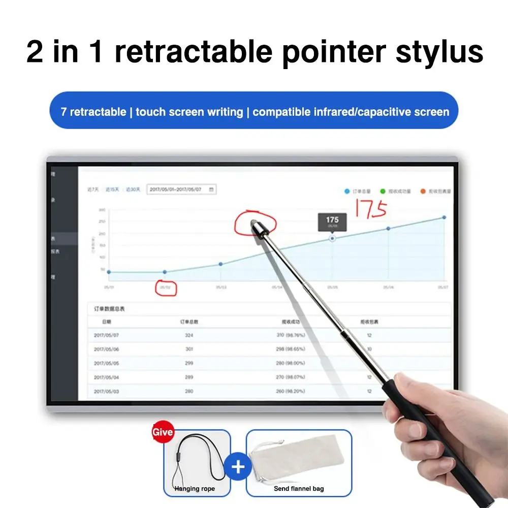 Retractable Extendable Teaching Stick for Presentations and Whiteboard Use